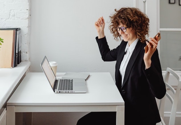 working woman happy